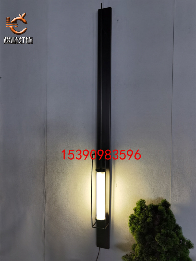 廊架柱子立面墙灯室外防水灯户外简约壁灯黑色拉丝景墙面灯新中式