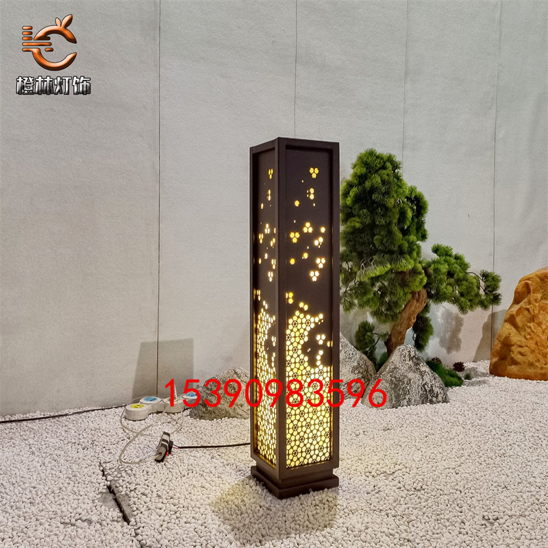 镂空割花草坪灯云石矮柱灯花园景观水景灯园林院子地灯台阶两侧灯