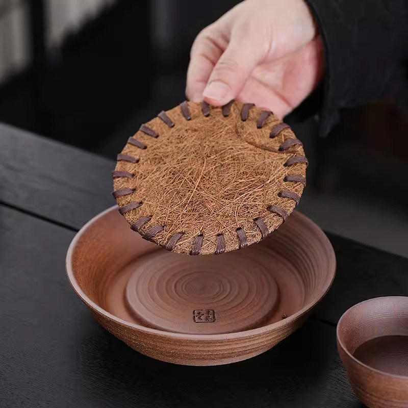 粗陶壶承圆型壶托 托干泡盘小茶台壶垫家用高档壶承覆古茶具茶道