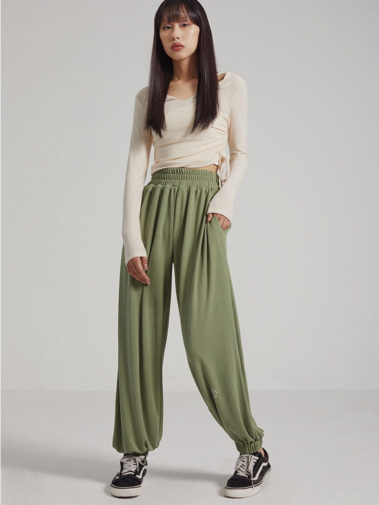 chenqu尘曲大码潮牌瑜伽运动刺绣简约哈伦春款休闲卫裤舞蹈长裤女