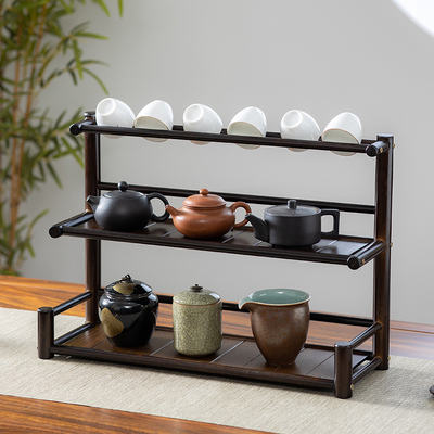 中式茶具茶壶茶杯架博古架桌面置物架茶器收纳展示架小型茶杯架子