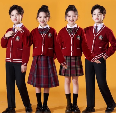 新款元旦儿童合唱服男女童学院风套装诗歌朗诵比赛演出服班服礼服