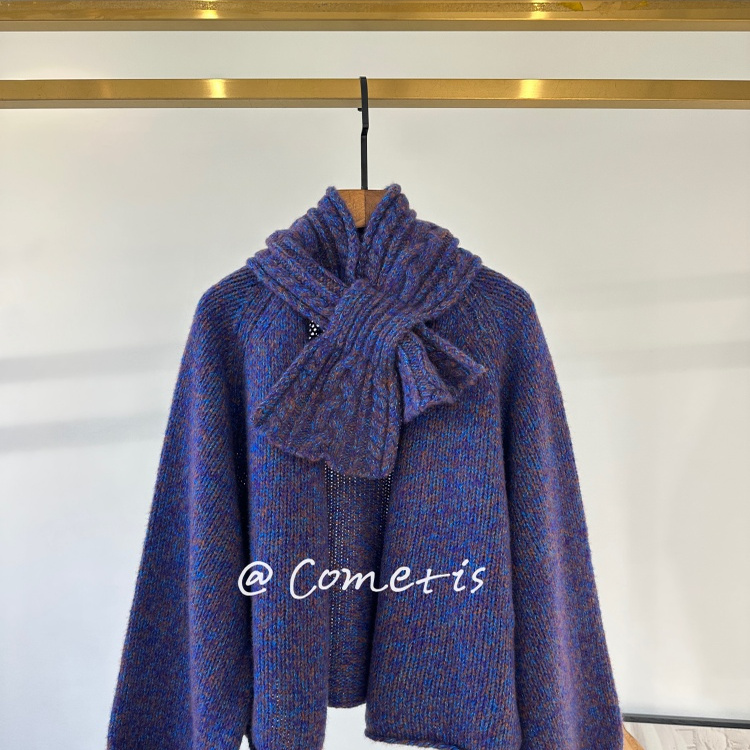 桑蚕丝羊绒大袖口松弛V领开衫