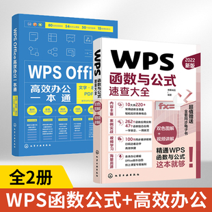 WPS函数与公式 2册 速查大全WPS Office高效办公一本通文字表格演示PDF脑图 全套教程书excel入门到精通办公软件学习计算机应用基础