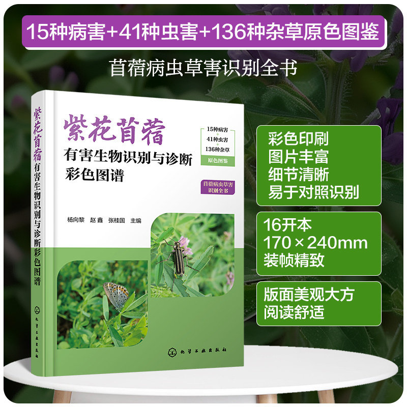 紫花苜蓿有害生物识别与诊断彩色图谱 苜蓿病虫草害识别全书 苜蓿主要病虫草害种类识别诊断方法及其防控技术规程 饲草生产参考书