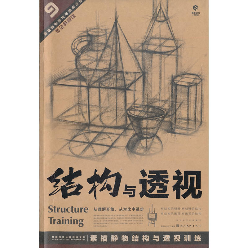 结构与透视 9素描静物结构与透视训练 黄金典藏版 素描临摹画册 铅笔画几何体静物头像人物动物 美术生专用书籍  基础范本教材书