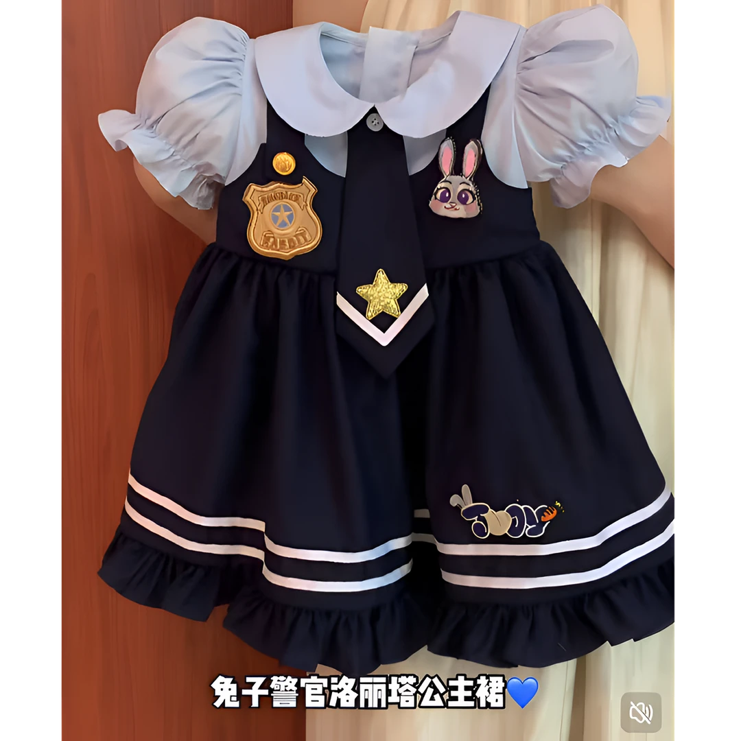 女童洛丽塔公主裙洋气2025新款洋气夏小童女宝宝兔子警官连衣裙