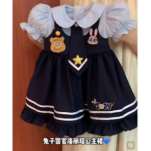 女童洛丽塔公主裙洋气2025新款洋气夏小童女宝宝兔子警官连衣裙