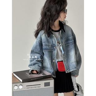 女孩洋气夹克衫 韩系童装 儿童衣服男童潮 上衣长袖 女童牛仔外套秋季
