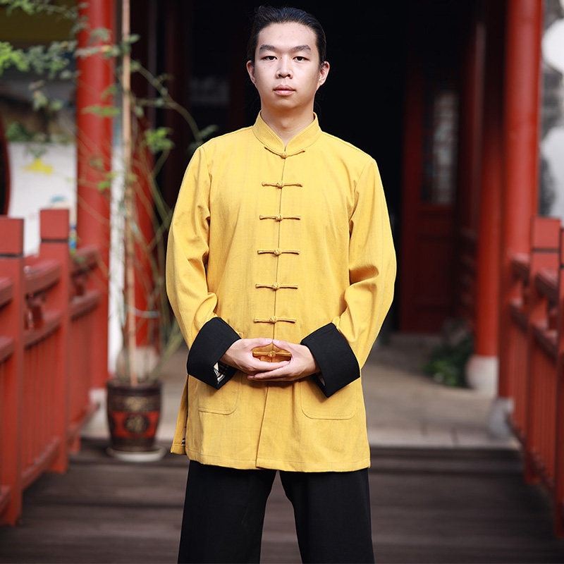 2026春季新款太极服长袖盘扣棉麻晨练武术练功服中老年太极拳服装