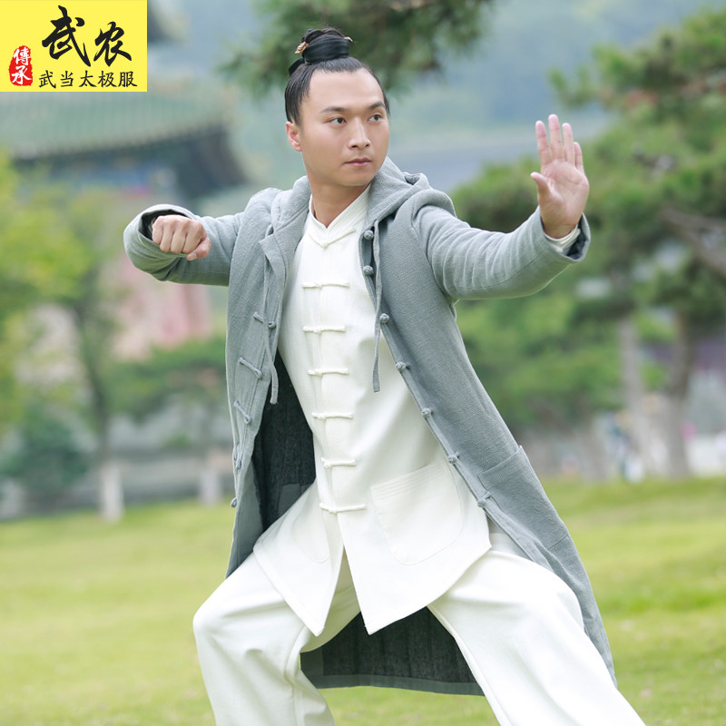 武农太极服长袍道服道袍亚麻 男女汉服棉袄秋季加厚太极拳外套