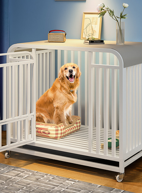 狗笼子室内中大型犬围栏家用带厕所一体式可移动宠物笼子金毛柴犬