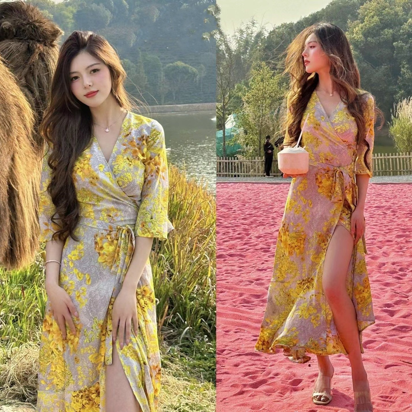 卜斯斯法式风情长裙沙滩裙女
