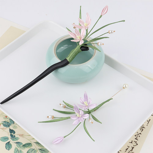 兰花非遗手工缠花diy材料包传统文化活动作业套装发簪胸针教程