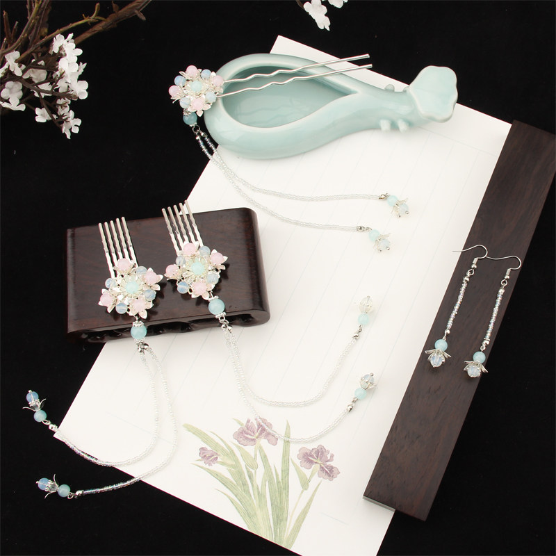 兰花发簪材料包手工diy制作古风汉服少女发钗插步摇流苏配件套装