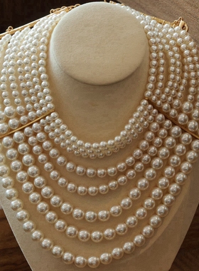 欧美法式复古多层天然淡水珍珠项链小众设计感夸张个性颈链锁骨链
