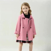 女童双面羊绒呢大衣儿童洋气时髦加厚保暖大衣中大童冬装 毛呢外套