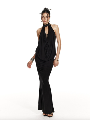 4muggle新款荡领波浪鱼尾裙上衣