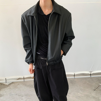 NOP翻领橡胶垫肩夹克外套