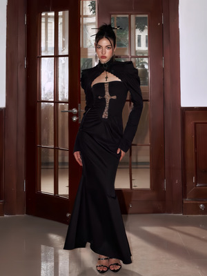 4muggle原创镂空蛛网辣妹连衣裙