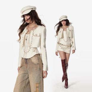 法式 4muggle新款 千金小香风短外套时髦立体胸衣两件套女 GINGER