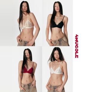 4muggle性感法式 四色蕾丝三角罩内衣女士聚拢文胸罩纯欲 GINGER