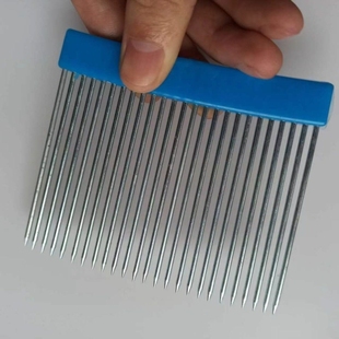 纺织厂分纱梳挡车工具25T25齿大梳子整经机轴理纱塑料兰色柄铁齿