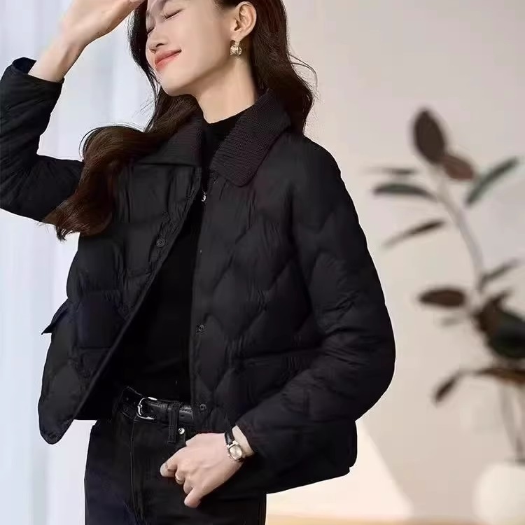 Polo领菱格短款羽绒服女2025冬季