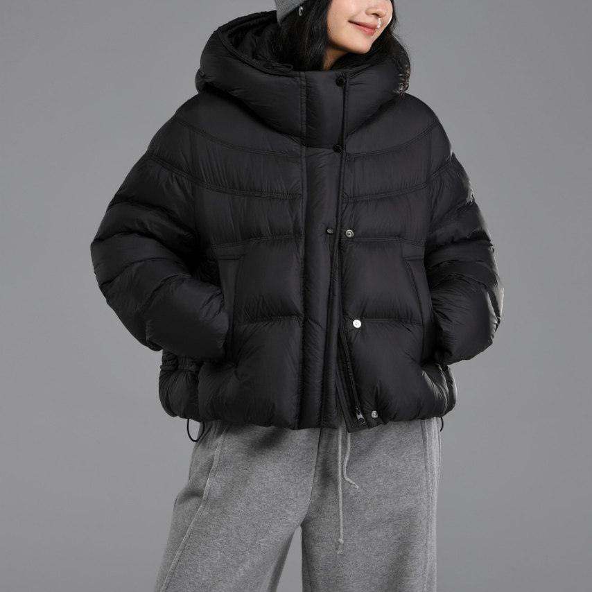 时尚泡芙连帽羽绒服女2025冬新