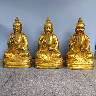 纯铜三清道祖铜像元始天尊太上老君灵宝天尊神像铜器桌面摆件