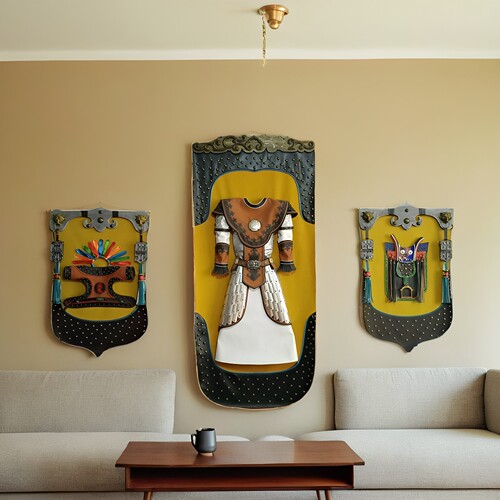 蒙古皮画蒙古元素装饰画手工艺画蒙古包饭店墙壁画立体民族风挂画 - 封面