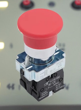 一佳蘑菇头按钮开关XB2-01M启停止红绿10A常开自复位点动大头按键