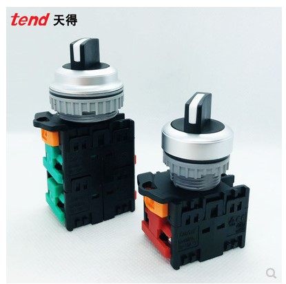 天得tend小型选择按钮开关银触点两档TN2SS4B-2A三档22mm自锁旋钮
