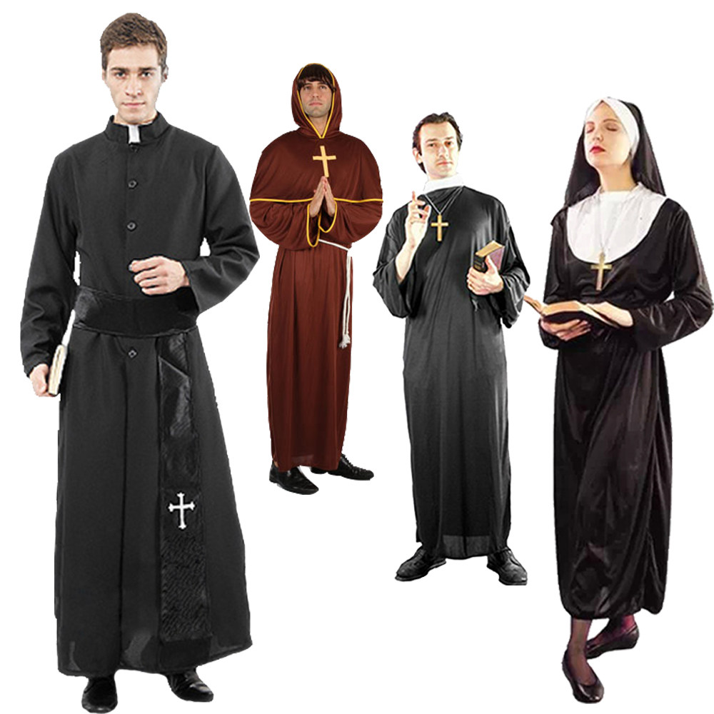 万圣节化妆舞会牧师服装神父/牧师/教父/传教士表演服装神父cos