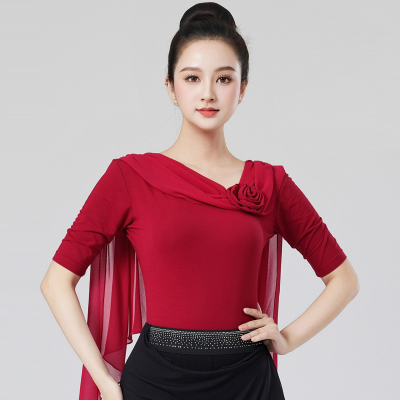 形体训练服装女舞蹈模特走秀练功服拉丁舞服上衣夏季新款气质