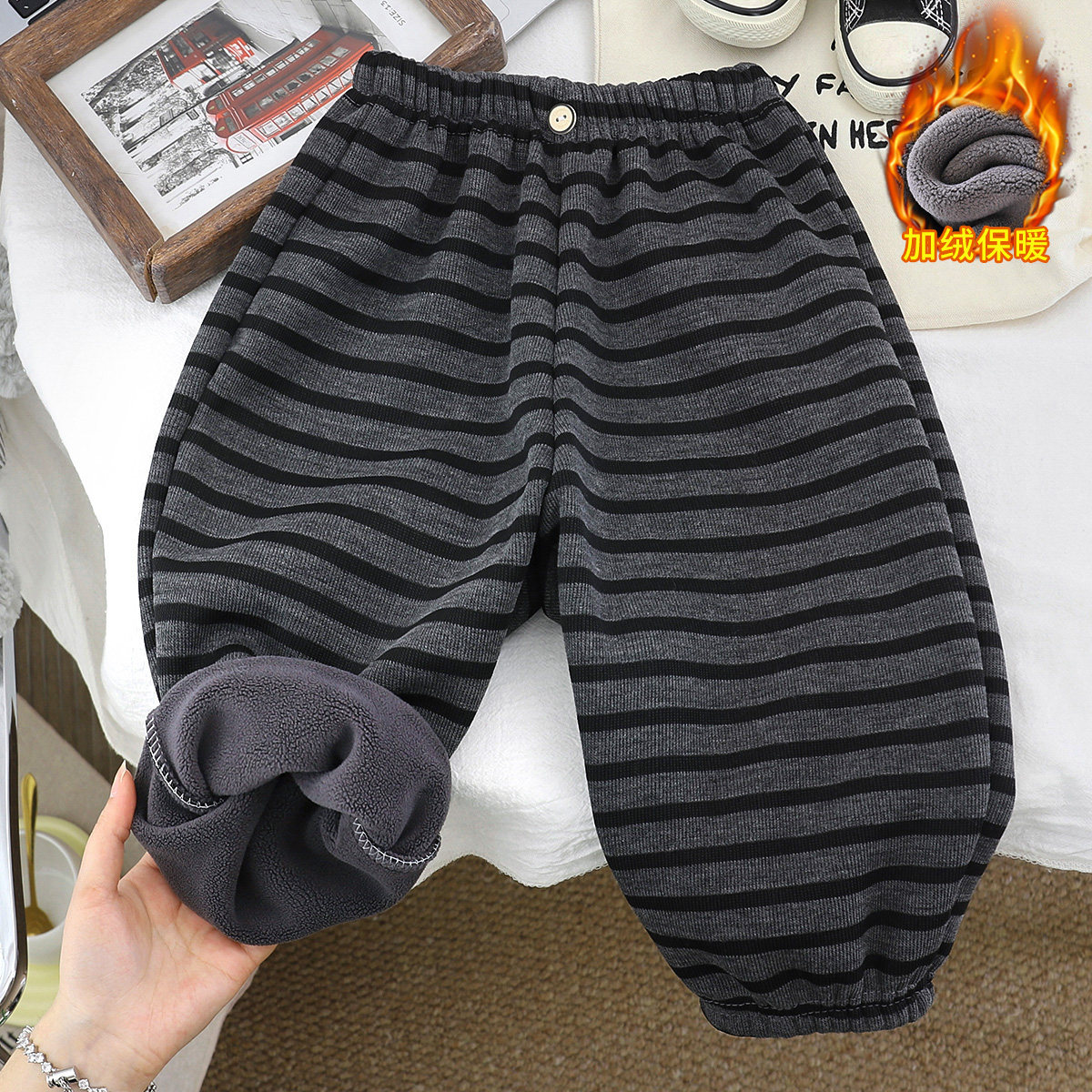 男女童一体绒秋冬季长裤新款儿童韩版宝宝百搭保暖休闲束腿卫裤子