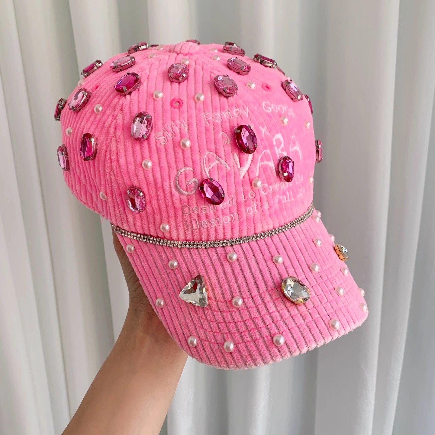 出口外贸dumahandmadediy定制手工闪钻街头嘻哈街舞棒球帽子男女