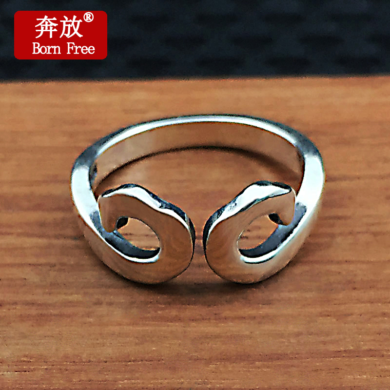 Born Free/奔放S925纯银流行饰品男女情侣紧箍咒复古泰银戒指指环