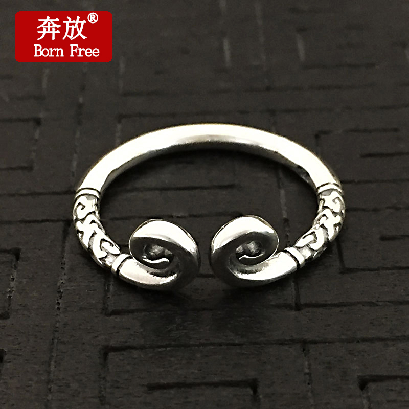Born Free/奔放S925纯银饰品复古泰银男女紧箍咒戒指情侣个性指环