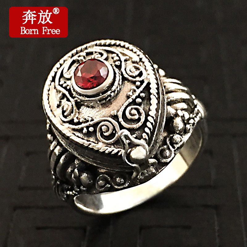 Born Free/奔放S925纯银饰品手工复古泰银个性指环女款嘎乌盒戒指