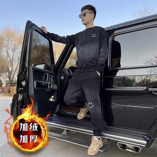 秋冬运动休闲套装网红款韩版加绒加厚卫衣卫裤整套男百搭两件套