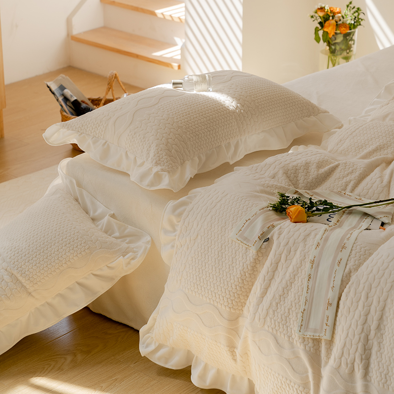 A类全消光牛奶绒四件套保暖加厚