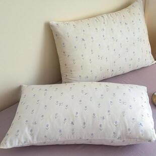 米尼珞Al类双层纱单枕套长绒棉活性印花家用柔软枕头套一对装