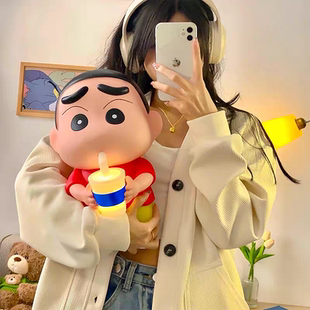 奶茶蜡笔小新发光手办小夜灯超大号拍拍灯卧室玄关摆件礼物男女孩
