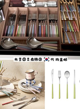 韩国直邮代购honeyjubu同款316不锈钢西餐汤勺刀叉勺筷子餐具套装