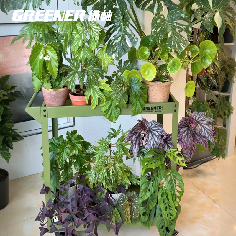 GREENER小推车花架置物架客厅阳台落地式多肉花盆植物多层摆放架