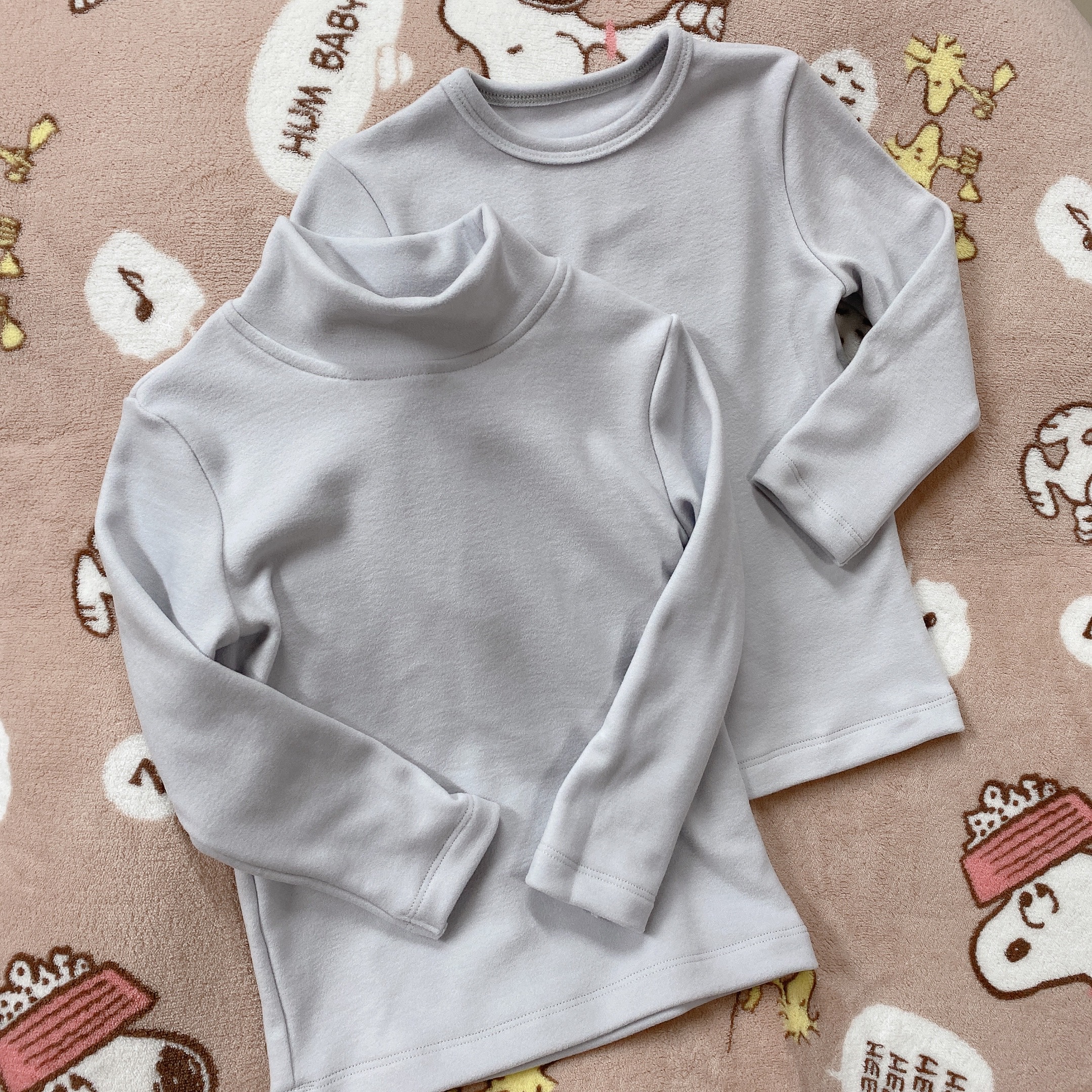 一周发 慕慕秋冬加绒打底衫高领衫圆领 柔软q弹力保暖80-110