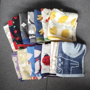 瑕疵清仓特价 吸水亲肤柔软毛巾全棉 日单纯棉卡通图案水果面巾薄款