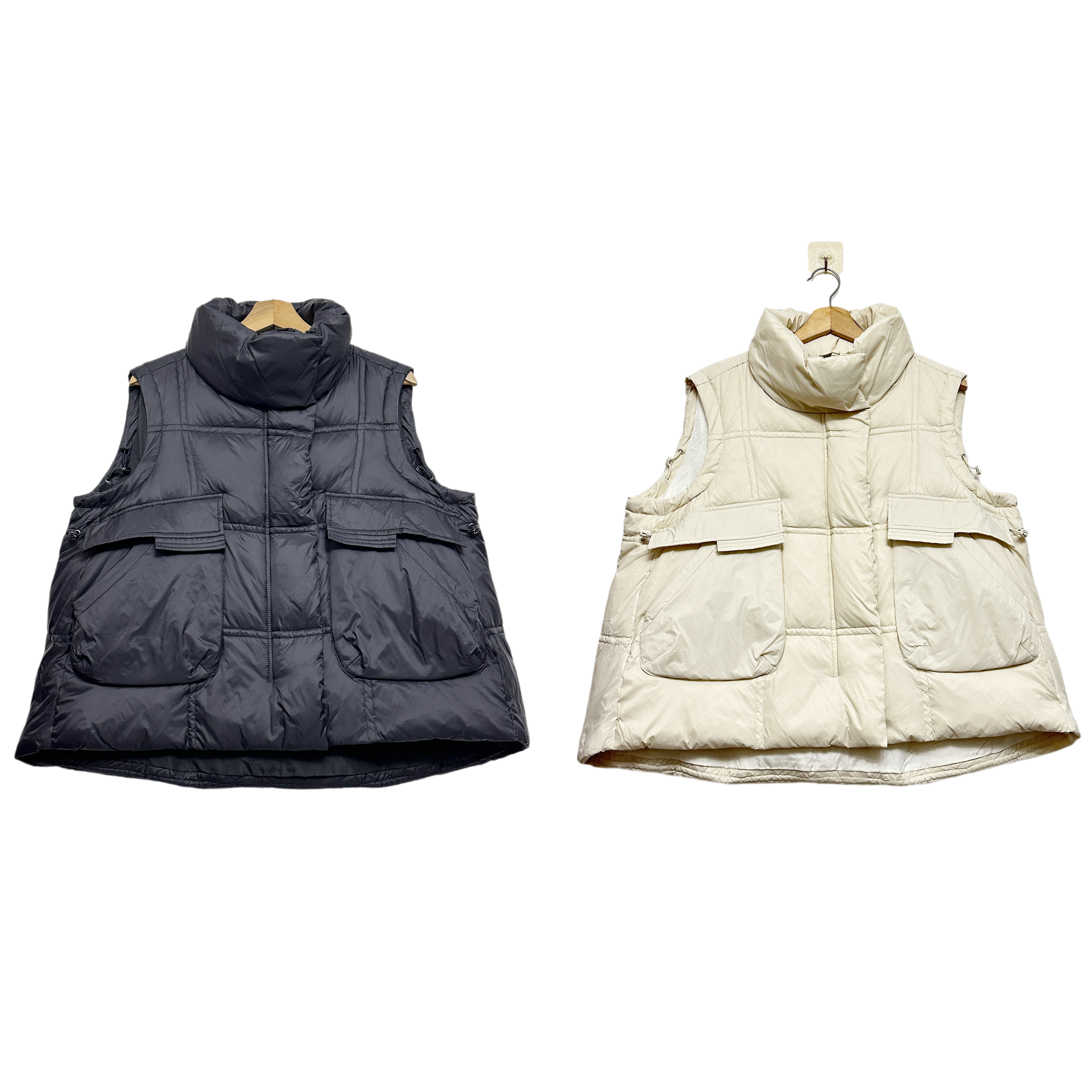 圣迪折扣女装 秋冬时尚个性大插袋宽松休闲立领羽绒马甲外套