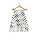 雪纺背心上衣 黑白撞色圆点印花休闲圆领无袖 圣迪折扣女装 夏季